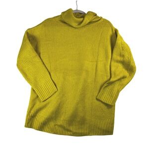 Old Navy Womens Medium Yellow Cowl Neck Tunic Sweater Knit Pullover Fall
